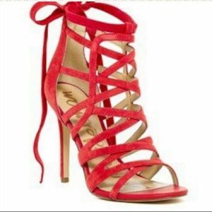 NWOT Sam Edelman Red Suede Alba Tie Up Heels
